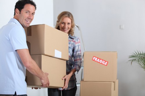 Carefully packed boxes ready for transportation
